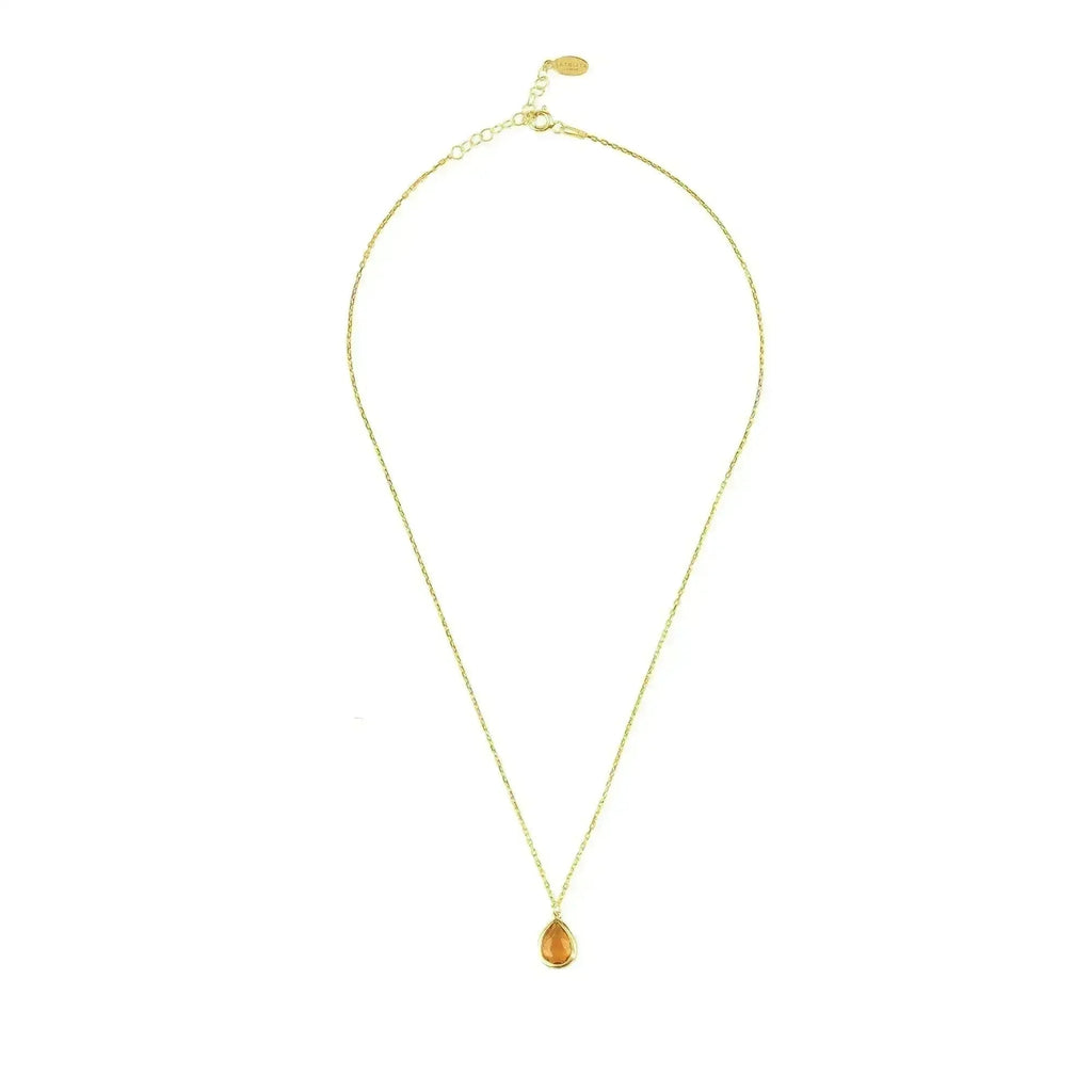 Citrine Pisa Necklace - 22K Gold Plated Sterling Silver Birthstone Jewelry | Femstylo