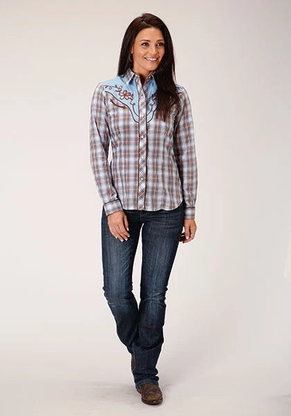 Roper 1634 Fancy Applique (Blue) - Women's Western Shirt