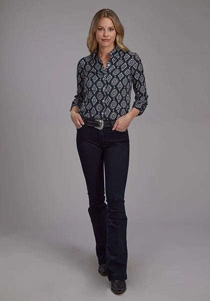 Roper 2133 Ikat Print (Black) - Women's Western Blouse
