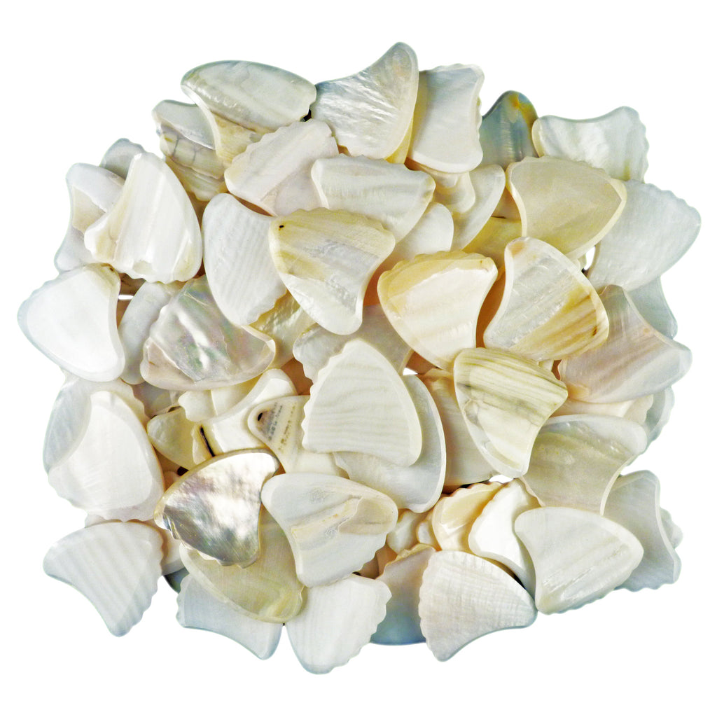 White Abalone Shell Guitar Or Bass Pick - 2.0 mm - 390 Wedge Shark Fin Shape - Handmade Specialty Exotic Luxury Plectrum