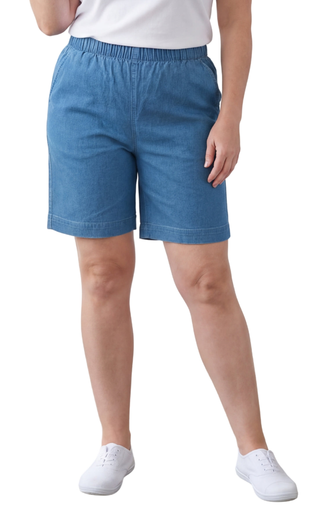Women's Pull-On Denim and Twill Shorts — Stretch Waist No Zipper