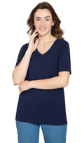 Women's Short Sleeve V-Neck T-Shirt — Wrinkle Resistant Cotton Blend