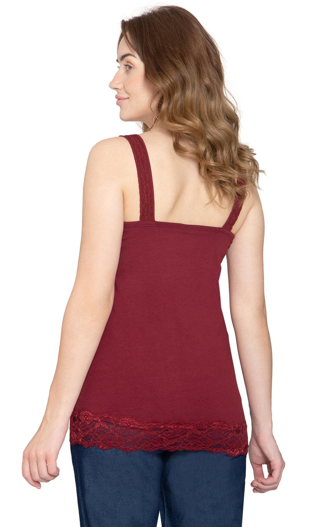 Women's Lace Trim Sleeveless Cotton Blend Tank Top