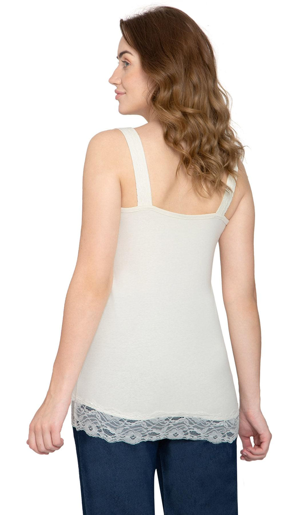 Women's Lace Trim Sleeveless Cotton Blend Tank Top
