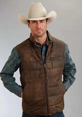 Stetson Suede Puffer Vest (Brown) - Men's Leather Vest