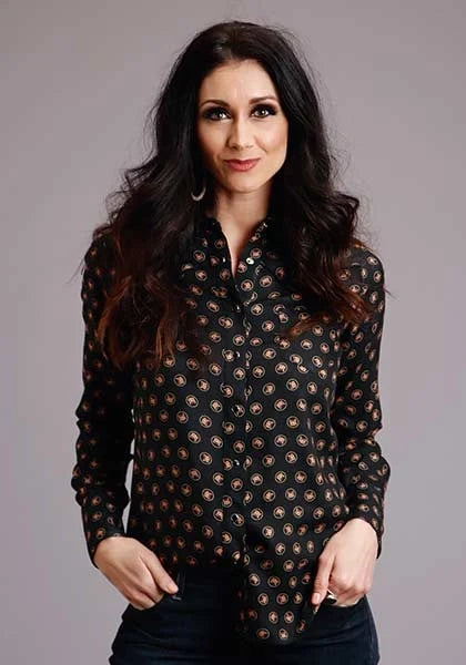 Stetson 00442 Horse Polkadot (Black) - Women's Blouse