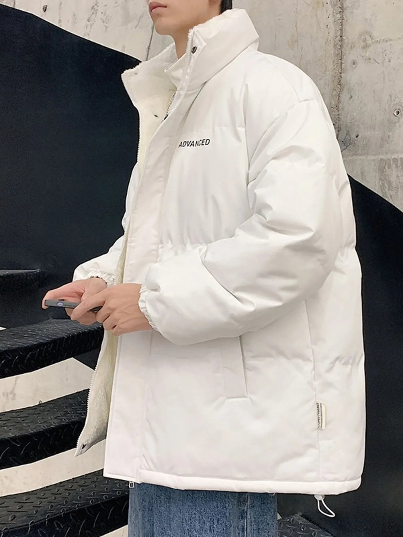 Men's Plus Size Quilted Snap Down Puff Jacket