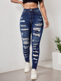 Women’s Ripped Tight Cropped Pants, New High Stretch Jeans, Fashionable And Versatile Street Style, Slim Fit Design, Women’s Jeans And Clothing