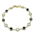 18K Gold Filled High Polish Finish Black and White Made With Crystal Round Ankle Bracelet