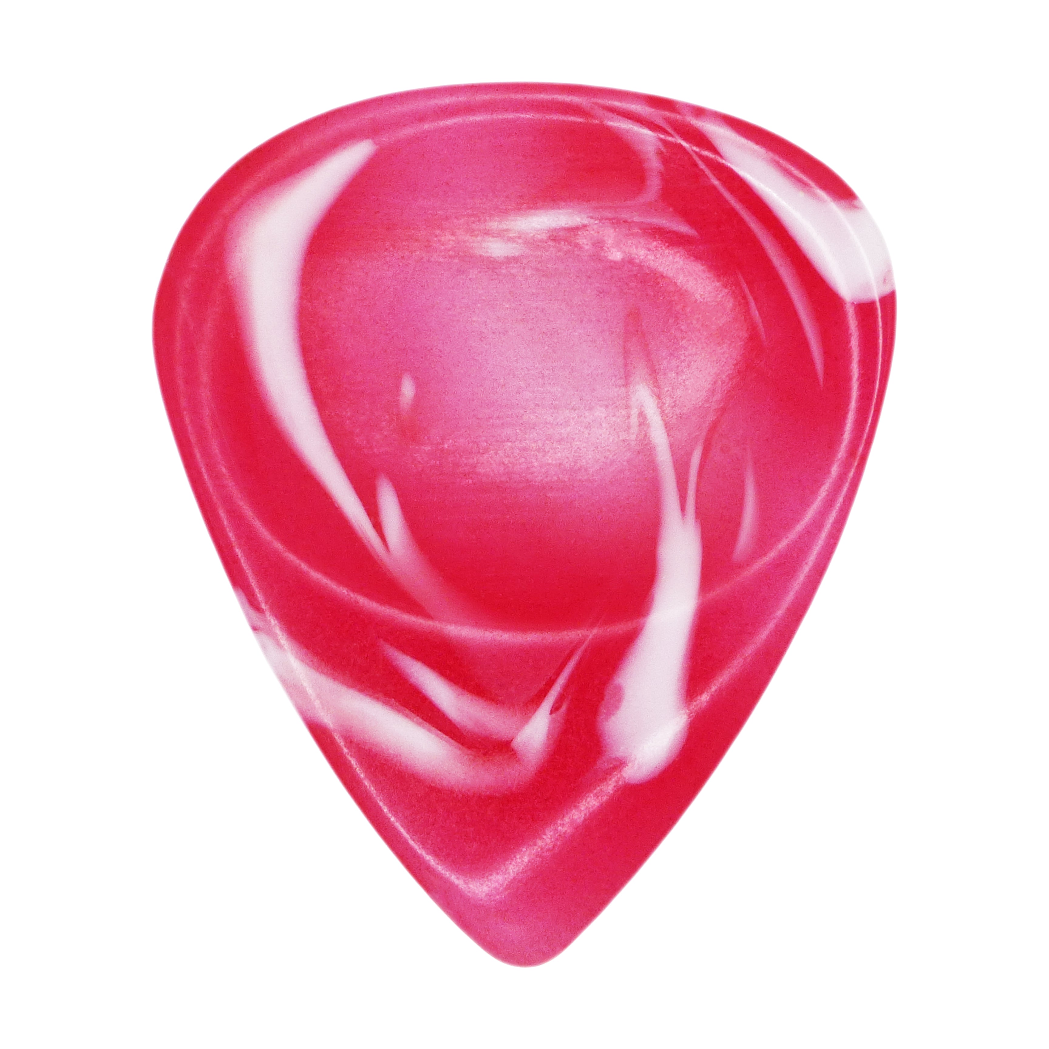 Red With White Swirls Resin Guitar Or Bass Pick - 3.0 mm Ultra Heavy Gauge - 351 Groove Shape - Polished Finish Hand Poured And Handmade Specialty Exotic Plectrum