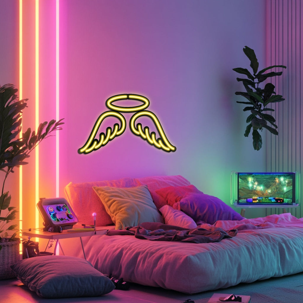 Emoji Angel Metal Neon Wall Art- LN0056
