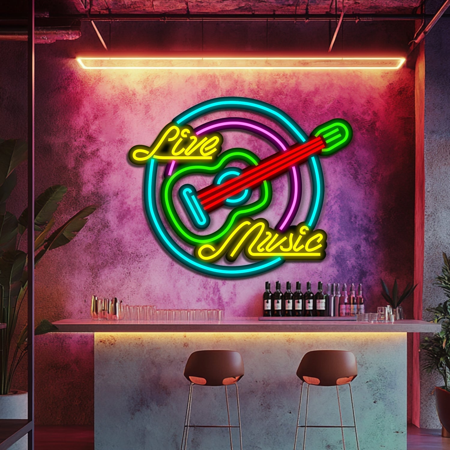 Live Music Metal Neon Wall Art- LN0094
