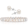 2-Pack: Pearl And Crystal Stretch Bracelet And Studs Set