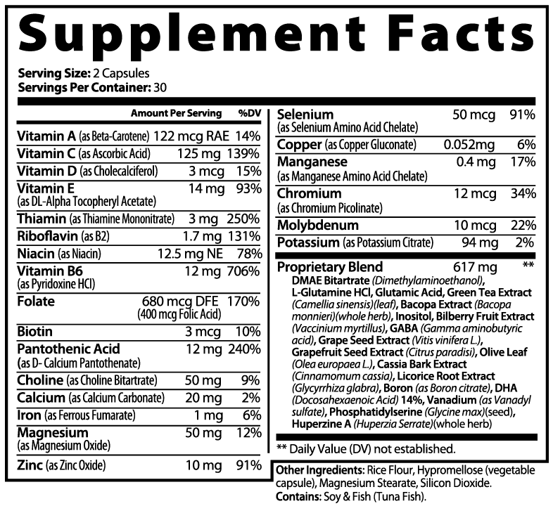 Brain & Focus Formula with A, B, Zinc and Chromium