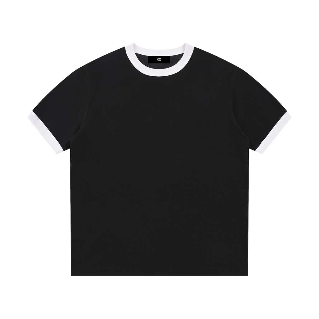 Contrast Edge Ribbed Crewneck T-Shirt