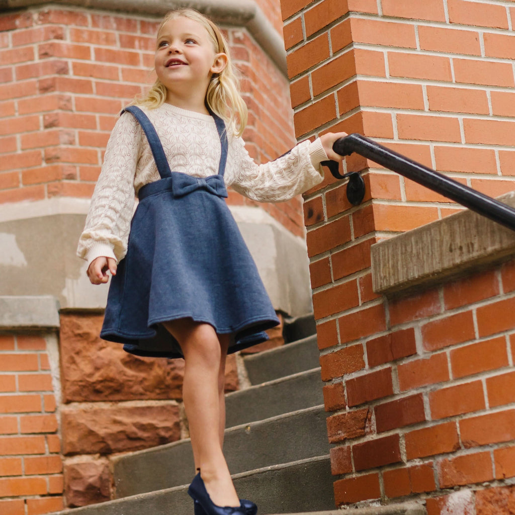 Fleece Bow Front Suspender Skirt