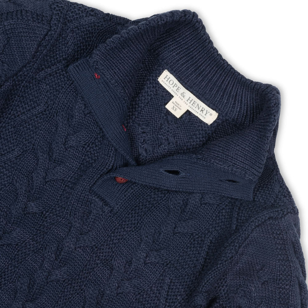 Organic Mock Neck Cable Sweater