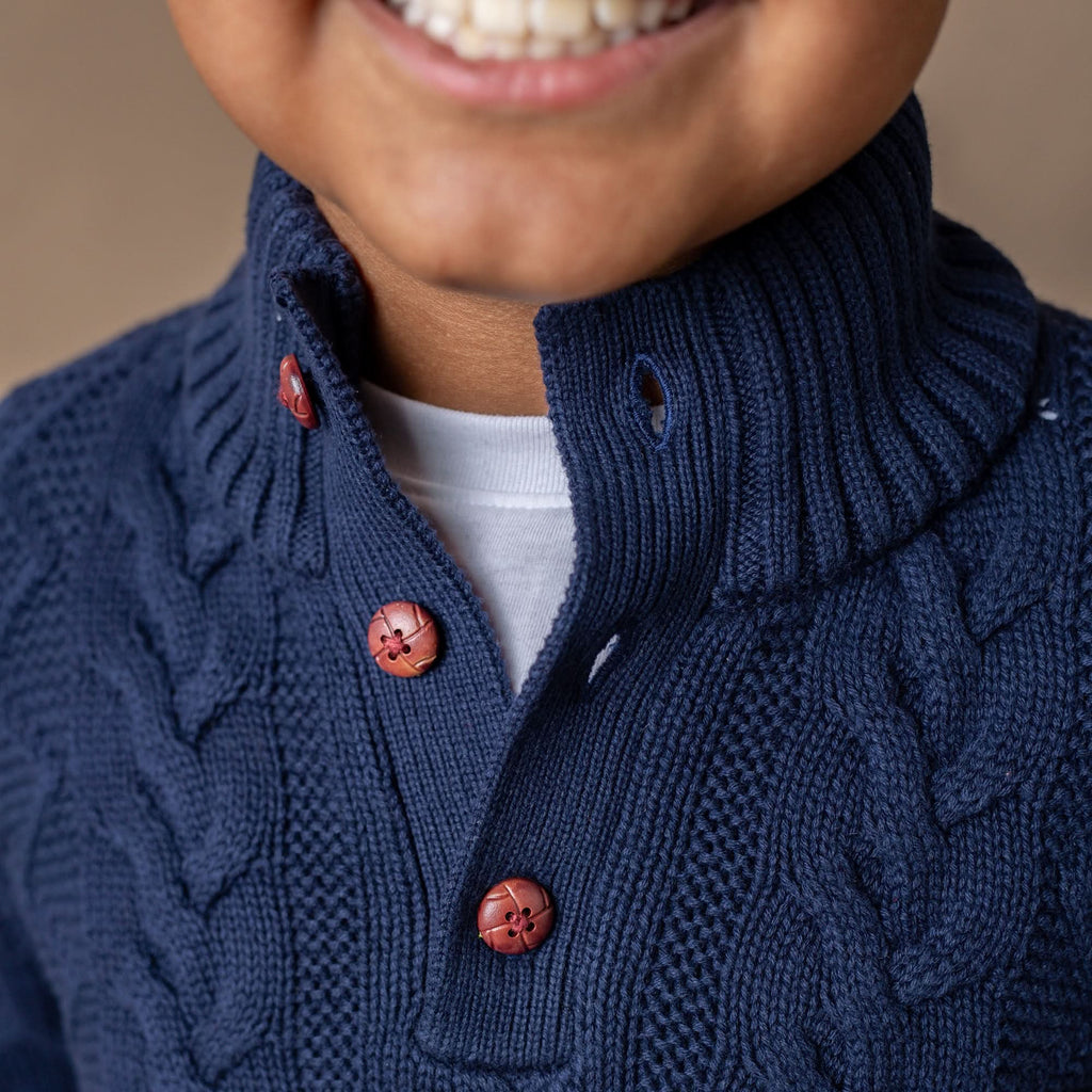 Organic Mock Neck Cable Sweater