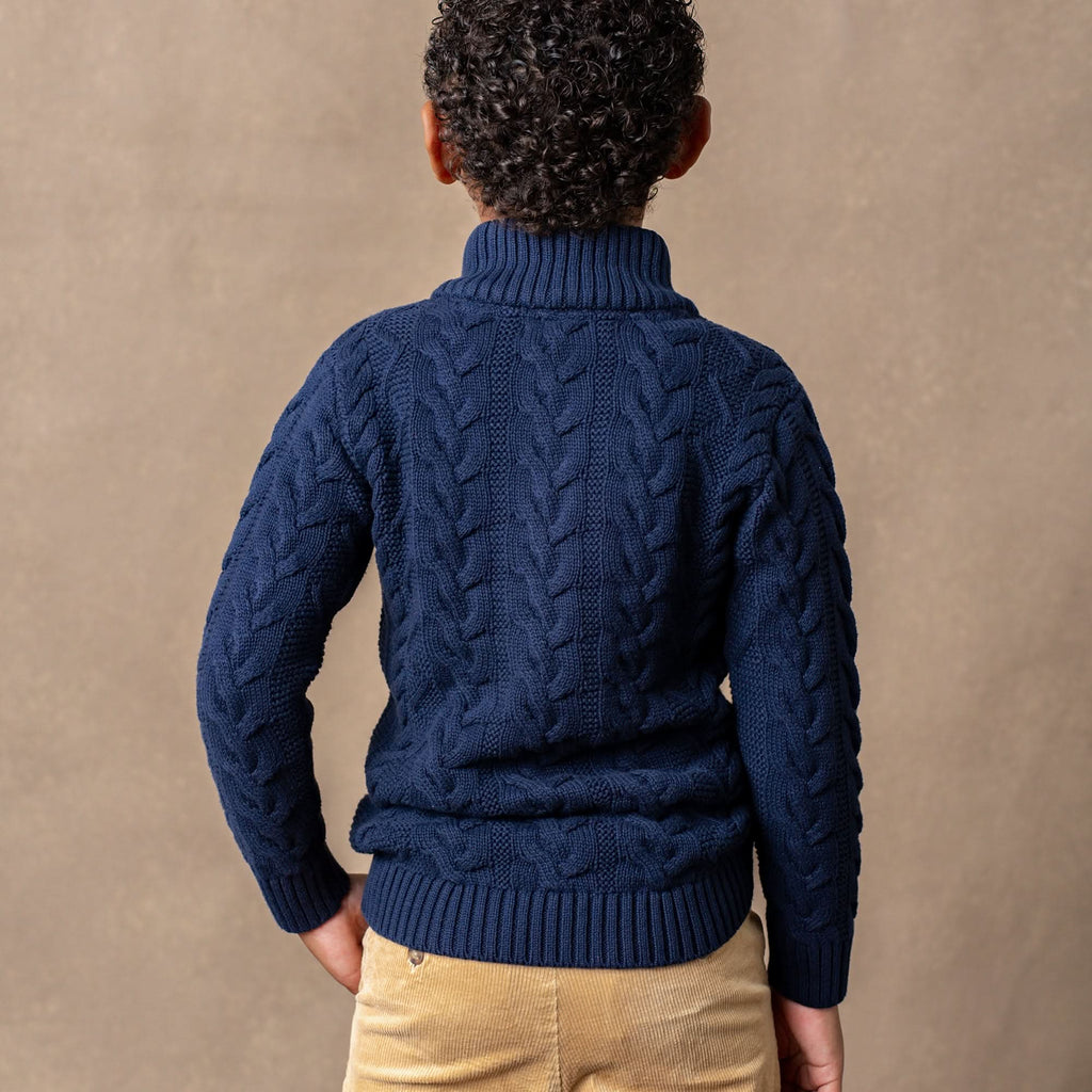 Organic Mock Neck Cable Sweater