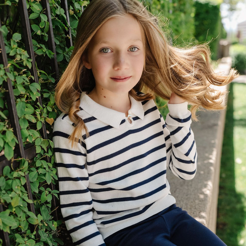 Organic French Collared Keyhole Sweater