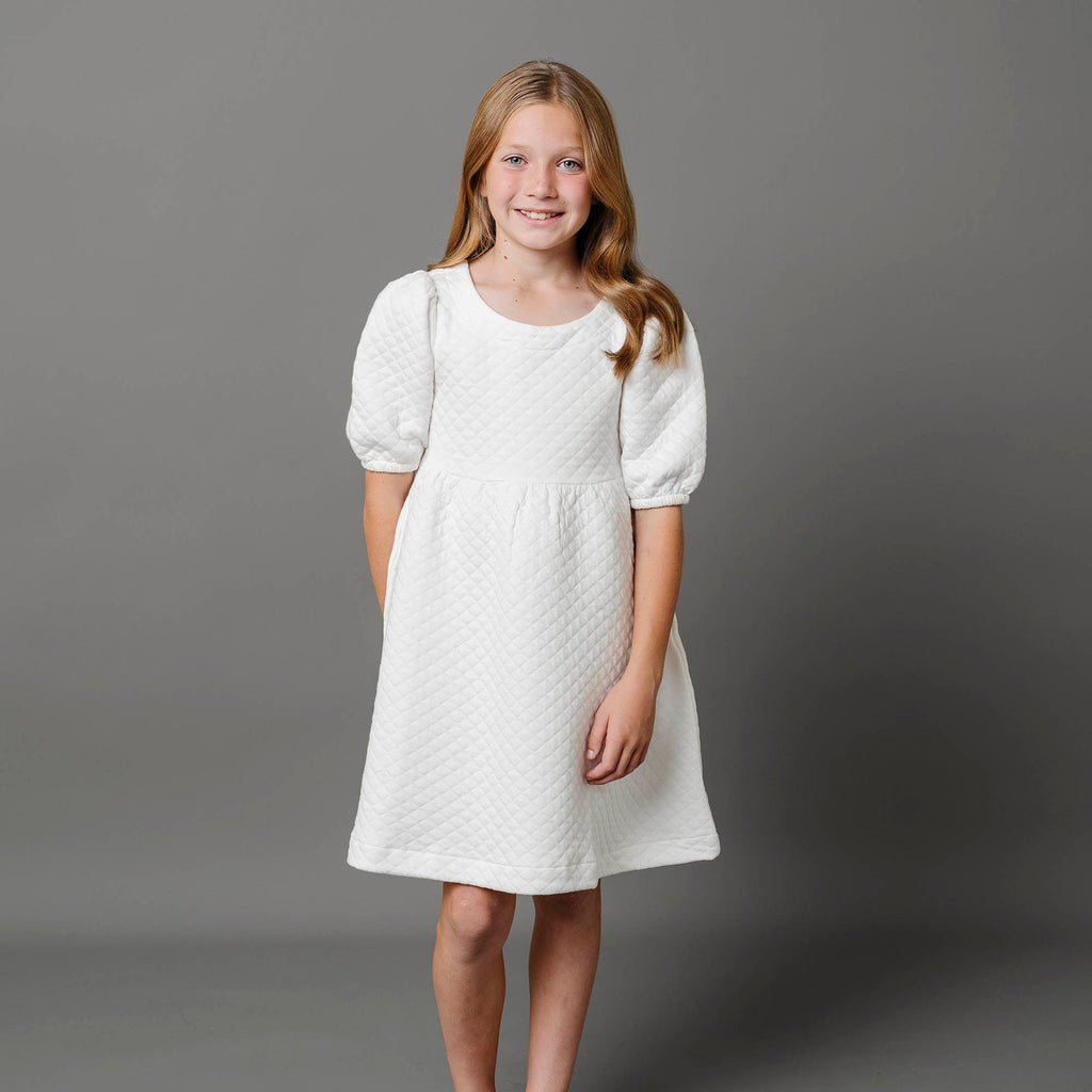 Quilted Puff Sleeve Dress