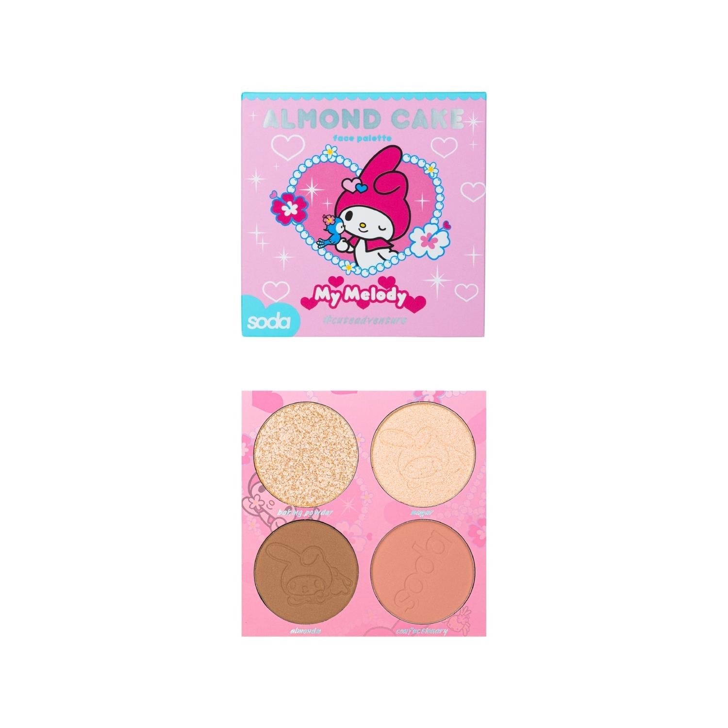 Soda Hello Kitty Almond Cake Makeup Palette - Compact, Portable, and Collectible Hello Kitty Cosmetics