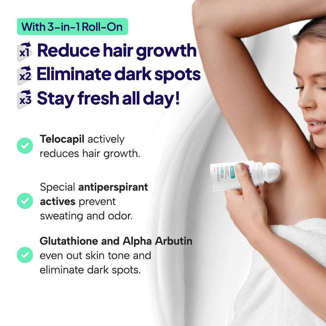Epify 3-in-1 Underarm Roll-On Unisex, Hair Growth Minimizer, Dark Spot Corrector &amp; Odor Control