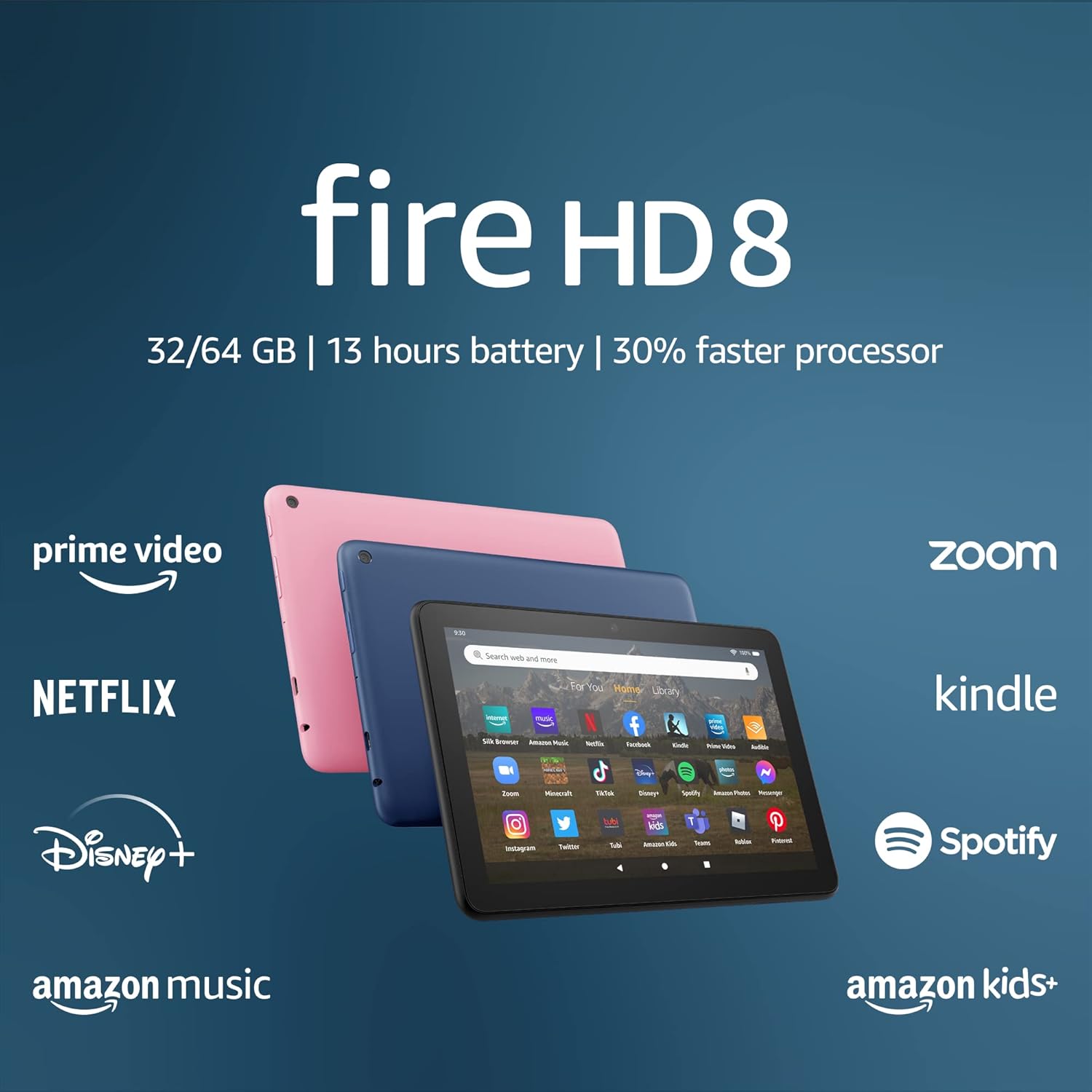 Amazon Fire HD 8 tablet, 8” HD Display, 32 GB, Black (Refurbished)