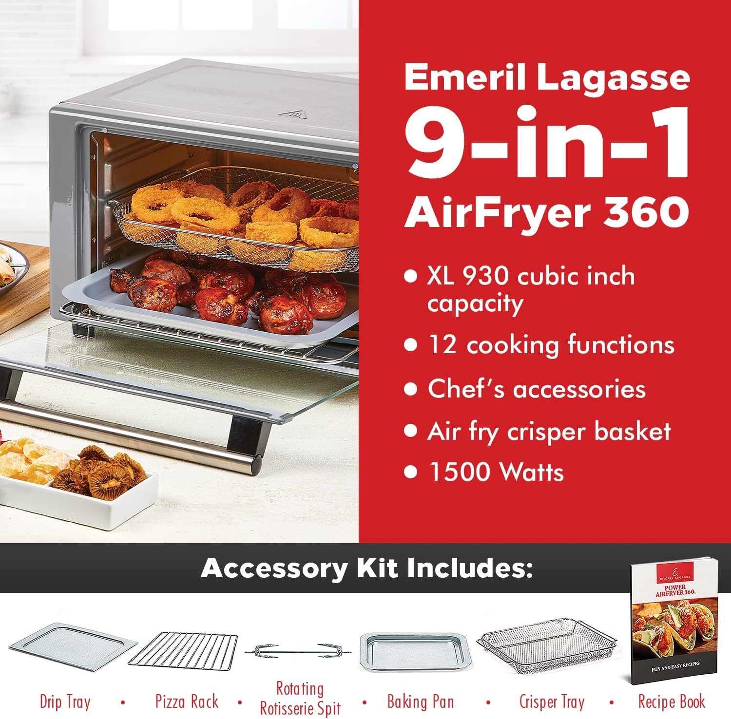 Emeril Lagasse Everyday 360 Air Fryer Oven, 9-in-1 Countertop Oven
