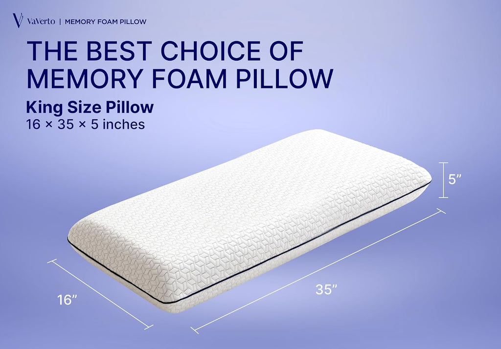 King Size Memory Foam Pillows - Firm Pillow - King Size 1-Pack