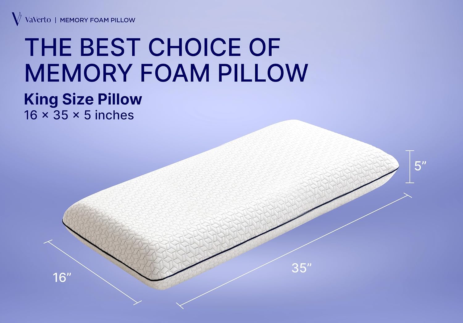 King Size Memory Foam Pillows - Firm Pillow - King Size 1-Pack