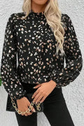 White Leopard Print Lantern Sleeve Blouse | Femstylo