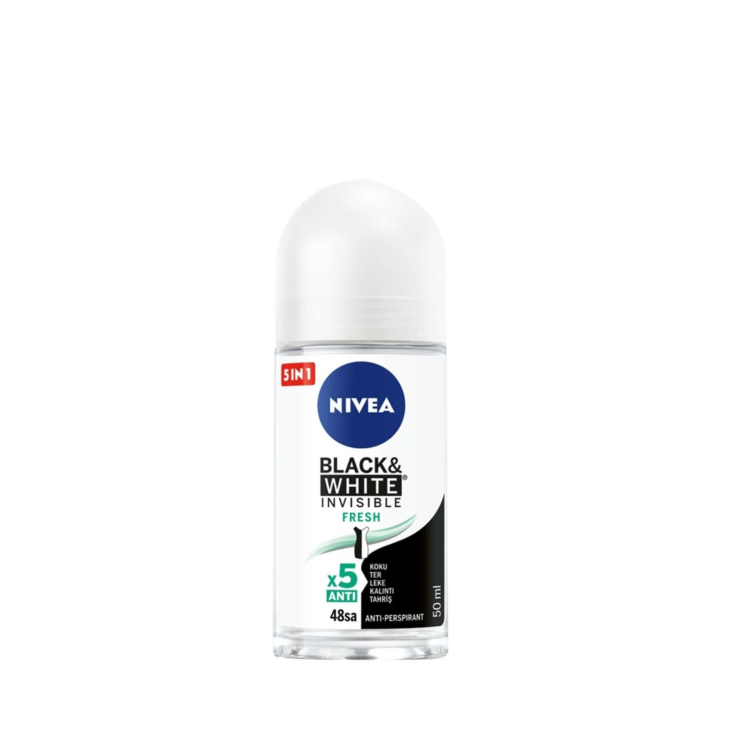 Nivea Black&White Fresh Women's Roll-On Deodorant 50ml - Long-Lasting Freshness