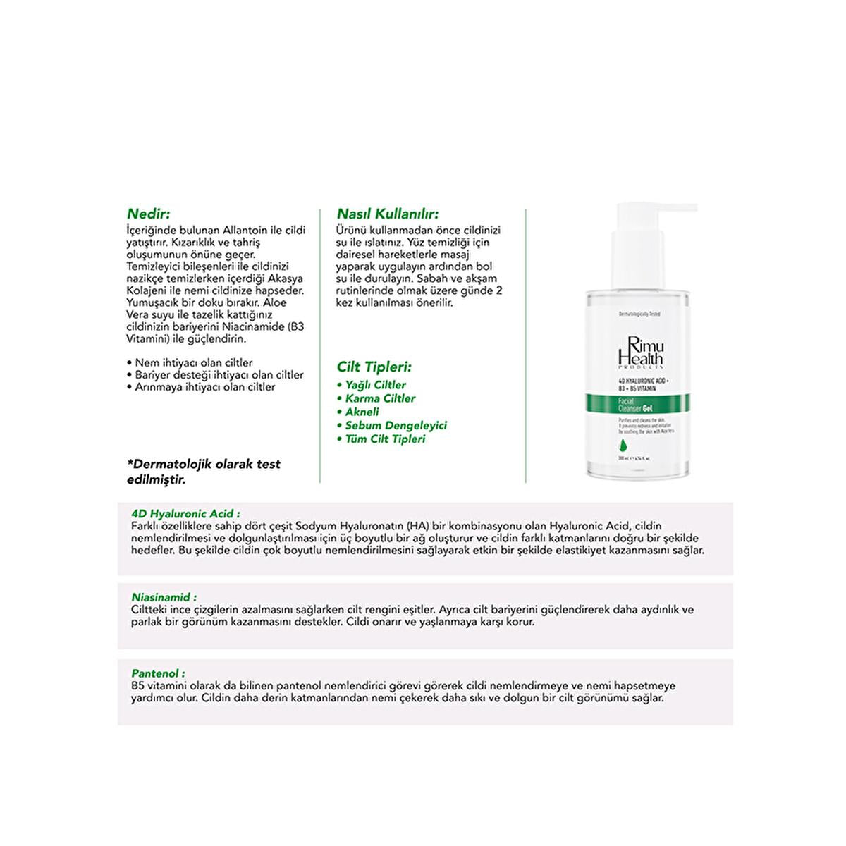 Rimu Health: Gentle Facial Cleansing Gel for Oily & Combination Skin - Hydrating, Barrier Repair, Acne & Sebum Control - Aloe Vera & Niacinamide
