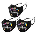 3-Pack: Happy Birthday Double Layered Reusable Face Mask With Adjustable Earloops