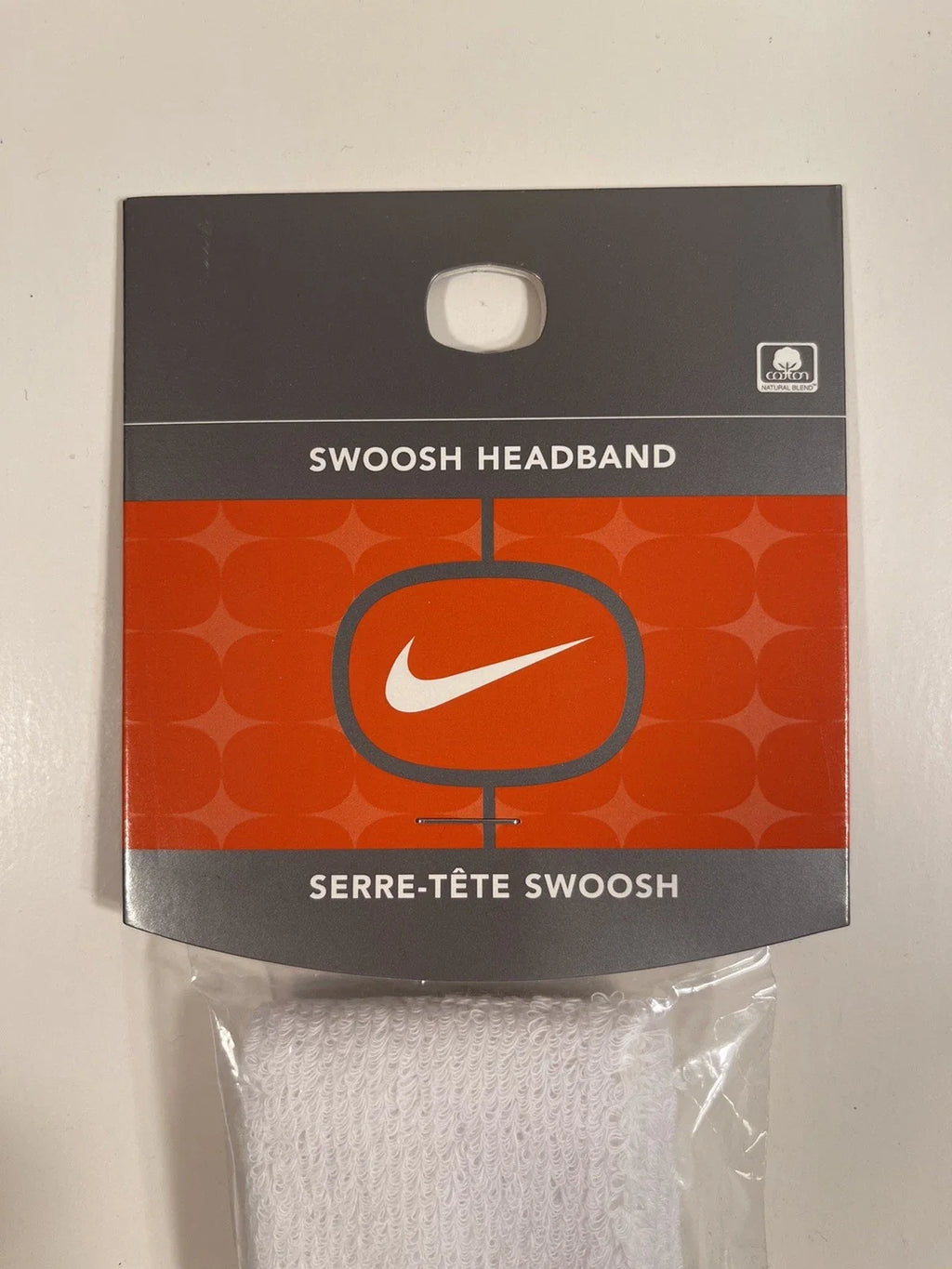 Nike Swoosh Headband, AC0003 101, White With Black Swoosh Logo