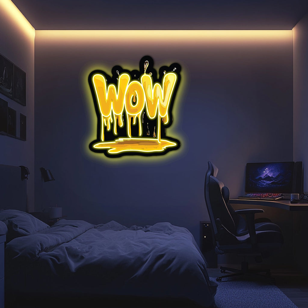 UV Printed WOW Neon Wall Art- LV0057