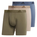 adidas Mens Performance Stretch Cotton Boxer Brief Underwear (3-Pack) Designed for Active Comfort and All Day wear Olive Strata Green/Chalky Brown/Preloved Ink Blue XX-Large