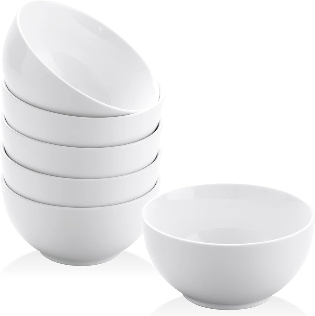 Yedio Small Bowls Set, White Ceramic Bowls of 6, 10 oz Porcelain Bowl for Kitchen Dessert Rice Side Dish Snack Soup Fruits Cereal Ice Cream, Microwave Dishwasher Freezer Oven Safe Easy Clean Stackable