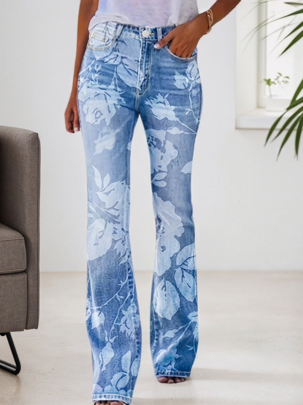 New Women’s AutumnWinter Printed Denim Pants, Women’s Denim Pants, Essential Jeans For AutumnWinter, Warm Jeans, Women’s Four Seasons Jeans, Printed Jeans