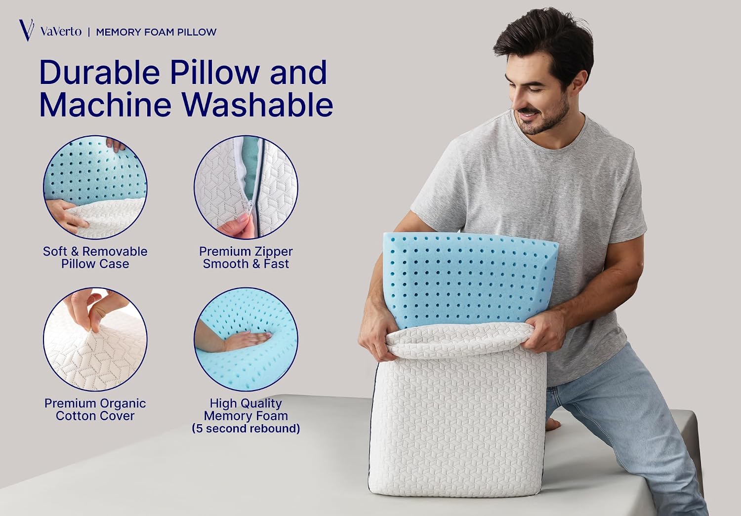 King Size Memory Foam Pillows - Firm Pillow - King Size 1-Pack