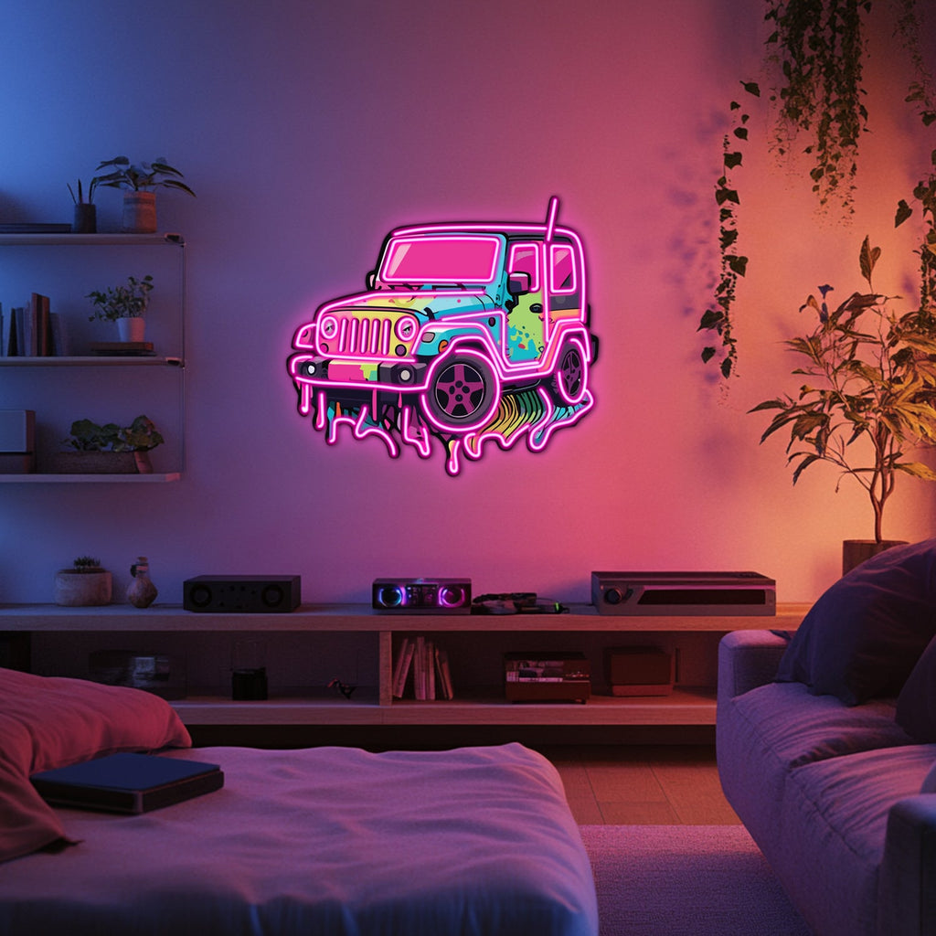UV Printed Jeep Neon Wall Art- LV0078