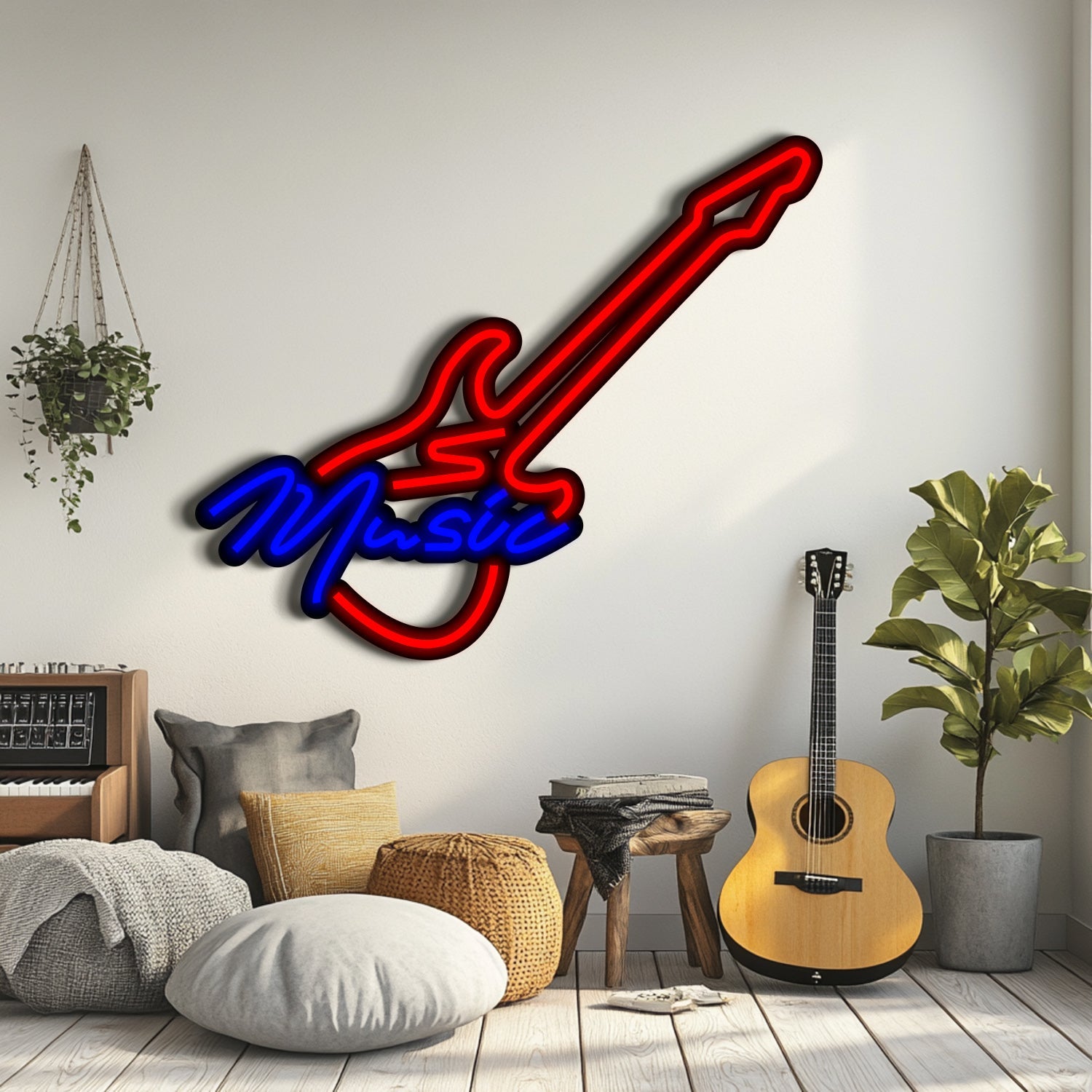 Guitar Music Metal Neon Wall Art- LN0090
