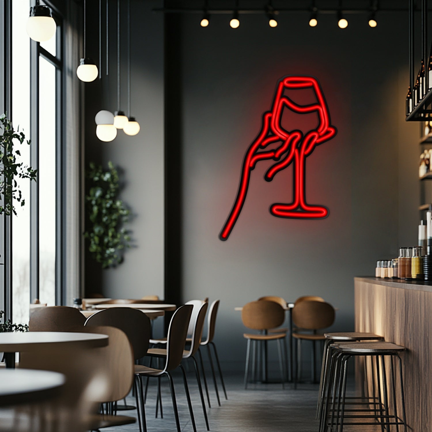Wine Line Art Metal Neon Wall Art- LN0008