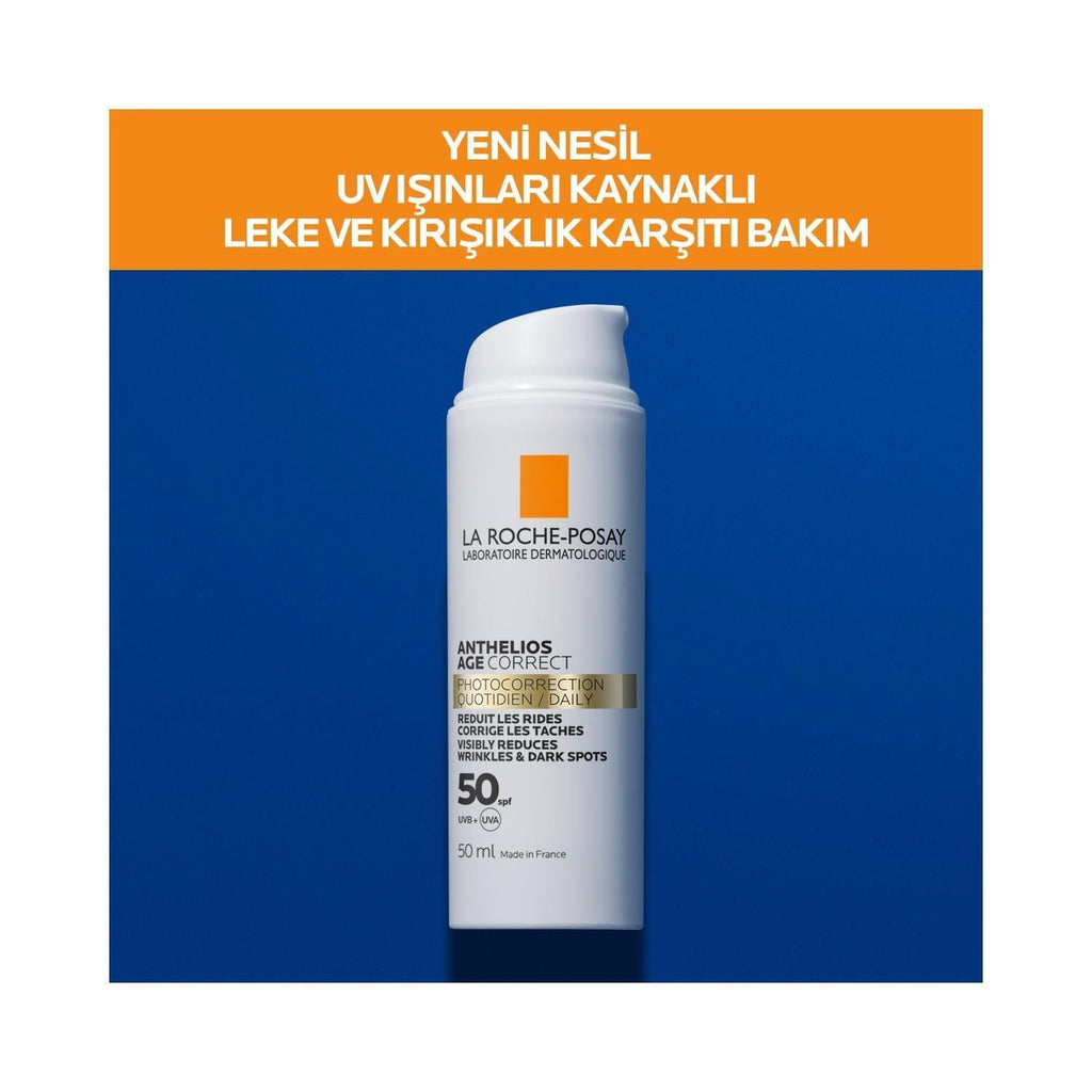 La Roche-Posay Anthelios Age Correct SPF 50: Wrinkle Reducing Sunscreen for Sensitive Skin | UVA UVB Protection & Hydrating Hyaluronic Acid