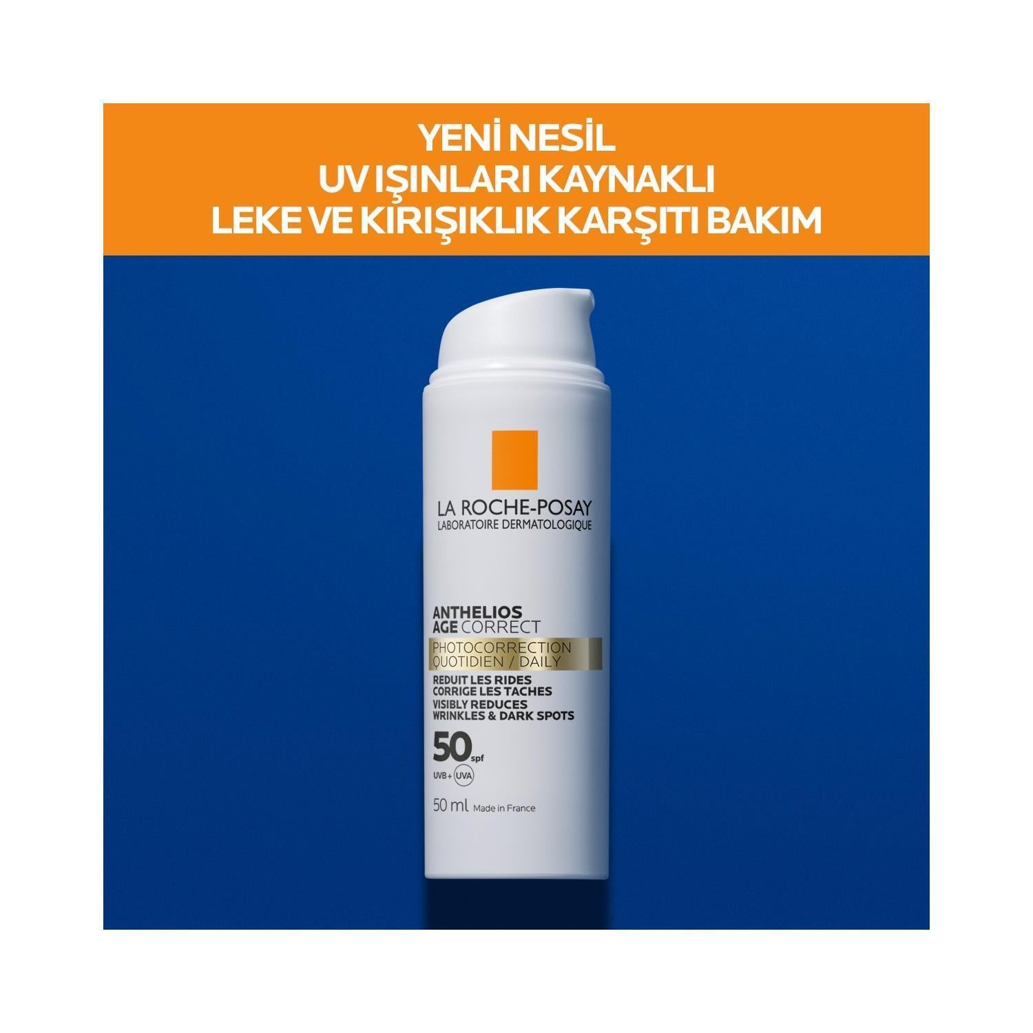 La Roche-Posay Anthelios Age Correct SPF 50: Wrinkle Reducing Sunscreen for Sensitive Skin | UVA UVB Protection & Hydrating Hyaluronic Acid