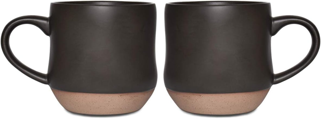 Bosmarlin Large Stoneware Speckled Coffee Mugs Set of 2, Big Tea Cup, 17 Oz, Dishwasher and Microwave Safe