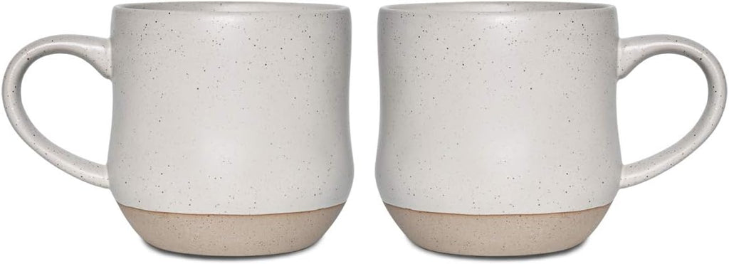 Bosmarlin Large Stoneware Speckled Coffee Mugs Set of 2, Big Tea Cup, 17 Oz, Dishwasher and Microwave Safe