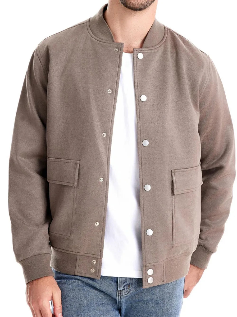Men's Baseball Collar Snap Down Jacket