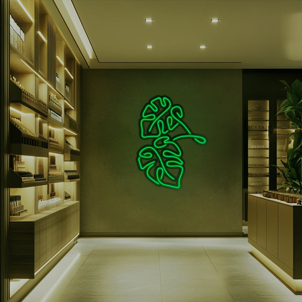 Monstera Leaf Metal Neon Wall Art- LN0006